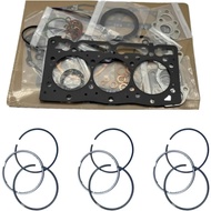 3TNV70 Full Gasket Kit & 3set Piston Rings 119515-22500 (1.5 * 1.5 * 3.0mm) Fits for Komatsu 3D70E Y