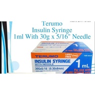 [30G] [BLUE- 1BOX] [INSULIN SYRINGE] TERUMO U-100 INSULIN SYRINGE 1ML 30GX5/16" (0.30x8mm) 1 BOX