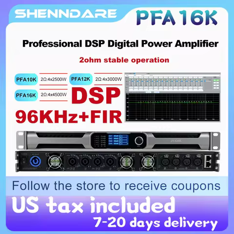 ShennDare PFA16K Professional 4X3500W 2OHM Digital Power Amplifier with DSP 96kzh FIR Sound Amplifie