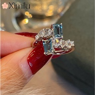 ♥ Original Niche Design Rectangular Luxury Flashing Diamond Ring Female Seiko Simple Light Luxury Jewelry silver 925 original ring for women rings men korean jewelry cincin lelaki cincin perempuan couple cincin emas korea 戒指