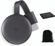 Google Chromecast - Streaming Device with HDMI Cable - Stream Shows, Music, Photos, and Sports from Your Phone to Your TV, Includes Pouch and Cleaning Cloth (Japan Version) - Compatible with US