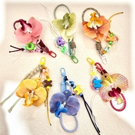 GANTUNGAN ORCHID BAG CHARM + NAME INITIALS | Name Bag Hanger | Orchid Bagcharm + Keychain Name Acces