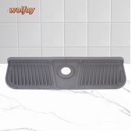 WOLFAY Faucet Mat, Black/Grey Splash proof Water Catcher Mat, Durable Silicone Faucet accessories Co