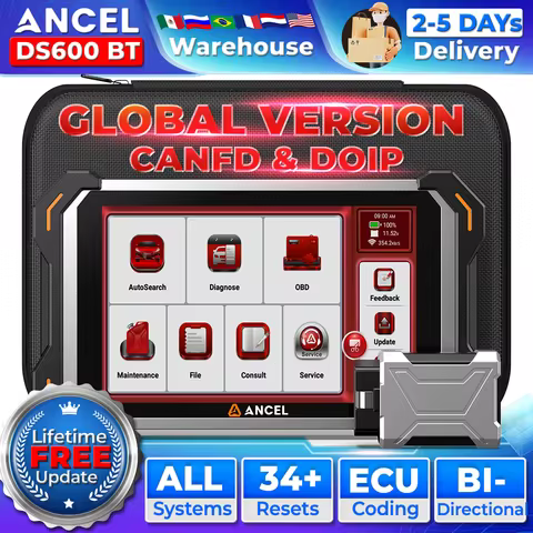 ANCEL DS600 BT OBD2 Scanner Automotive Diagnostic Tools with 34+ Reset Car CANFD DOIP ECU Coding Bid