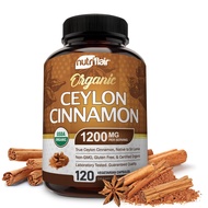 NutriFlair Organic Ceylon Cinnamon Supplement 1200mg, 120 Capsules - USDA Certified Organic Cinnamon