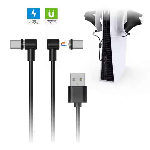 VR Magnetic Charging Cable For PS VR2 Controller Fast Charger Line 2 In 1 USB To Type C Elbow Cables