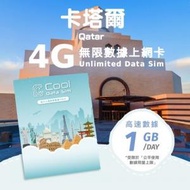 Cool Data Sim - 卡塔爾 4G Sim card 上網卡 - 每日高速數據 【1GB】 後降速至 128kbps【1天】