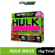 Nutritech Hulk Gainer Mass 1Kg (Trial Pack) Mass Protein. Perisa Chocolate Milk Flavour