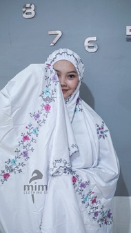 Mukena Syahrini Behel Mewah dan Elegant Bahan Kain Satin Velvet Platinum | Set Mukena Atasan Bawahan