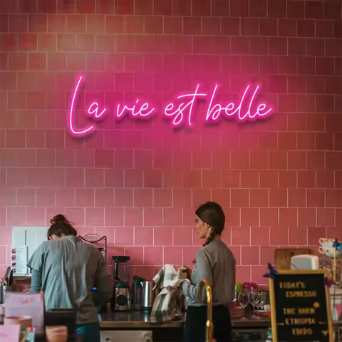 La Vie Est Belle CEST LA VIE Neon Signs for Room and Office Decoration, Wall Art, LED Light Signs, B
