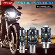 HOTWIND Motorcycle LED Len Projector Headlight H4 BA20D P15D Scooter Motorbike Lens Light Bulb DRL H