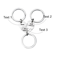 Custom Name Keychain Heart Puzzle Stainless Steel Best Friend Keychain for 3 Graduation Gift for Stu