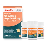 TIME-CAP LABS, INC. Timely Chewable Aspirin 81mg for Adults 108 Tablets - Compared to Bayer Chewable