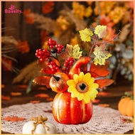 Halloween Fall Pumpkin Decor Autumn with Maple Leaves Thanksgiving Artificial Pumpkin Decoration for