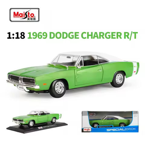 Maisto 1:18 1969 Dodge Charger R/T Sports Car Static Die Cast Vehicles Collectible Model Car Toys