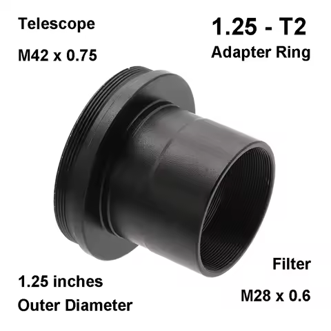 1.25 inch to T2 (M42 x 0.75) Telescope to Camera T T2 mount Adapter Tube Ring Aluminum Alloy with M2