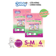 GIFT - Combo 2 Tã/bỉm quần Mở Một Bên Bobby size S-M 4 miếng