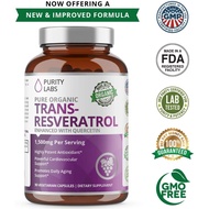 Exp:11/26 -  Purity Labs - Organic Trans-Resveratrol 1,500MG Enhanced with Quercetin - Highest Quali
