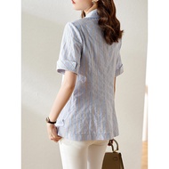 [79 Yuan] Striped Short-Sleeved Suit Jacket Women Summer Thin Style All-Match Suit Design Niche Prof