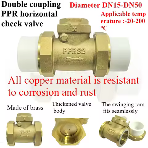 Double Jointed PPR Horizontal Check Valve 2025 Pipe Brass Tap Water Hot Melt Pipe Live Anti-backflow