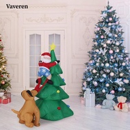 [Vaveren] Inflatable Christmas Tree with LED Light 5.9ft Funny Santa Climbing Tree Chased by Dog for