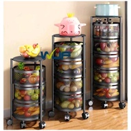 3 4 5Layer Rotatable Kitchen Utility Trolley Cart Shelf Storage Rack Organizer With Wheels Stand