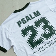 HIJAU Psalm 23 Ringer White Green Christian T-Shirt