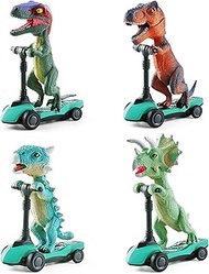 DINOBROS Dinosaur Scooter Toys Pull Back Cars Mini Finger Kick Scooters Boy Toy Age 3 4 5 6, Dino Gi