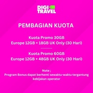 Promo DIGI TRAVEL Sim Card Eropa 3 UK Internet Europe Cover 71 Negara | Simcard Eropa 3UK Bisa Telfo