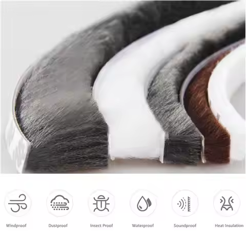 5Meters Door Window Sealing Strip Self Adhesive Brush Strip Home Door Window Sound Insulation Wind-p