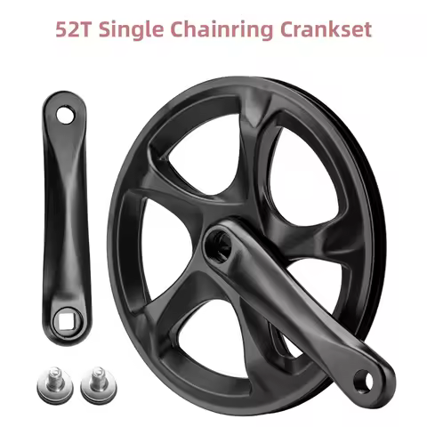 Bike Crankset 52T Single Chainring Bike 152mm Crank Arm Set for 6/7/8 Speeds City Bike,Fat Bike,E-Bi