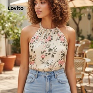 Lovito Boho Top Tie Back Drawstring Resort Style Spring/Summer Blouse for Women L137ED657 Lovito Tal