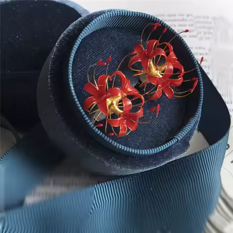 1 pair Handmade Lycoris Radiata Flower Ear Studs Ancient Style Hanfu Cheongsam Jewelry Earrings Wome