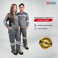 Wearpack Proyek Setelan Atasan Warna Abu Hitam Bawahan Celana Abu