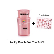 Tupperware Lucky Munch One Touch Set (2) 600ml + 1.25L