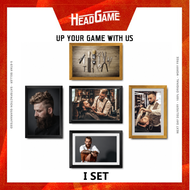 Barber Wall Art Picture Poster in 5 Pieces Set Frame