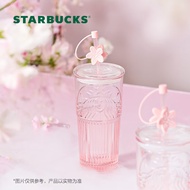 星巴克（Starbucks）桃花女神杯粉色渐变玻璃吸管杯550ml办公室冷水杯子女国庆礼物
