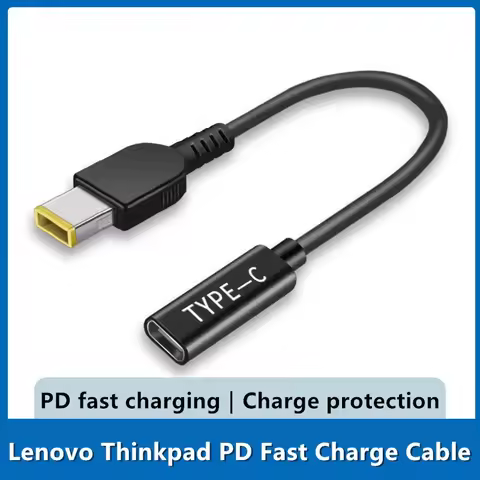 15cm 65W USB C PD Type C Female to Square Slim Tip Power Charging Cable for -Lenovo Thinkpad E440 E4