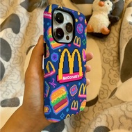 Hard Shell Two-in-One Protective Phone Case Pixel Letters Burger Painted Compatible iPhone 17PROMAX 