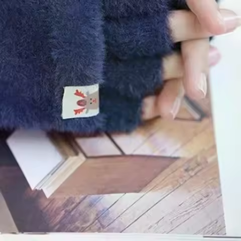 Winter Women Half-finger Flip-top Gloves Student Cute Girl Cartoon Warm Comfortable Soft Stylish Thi