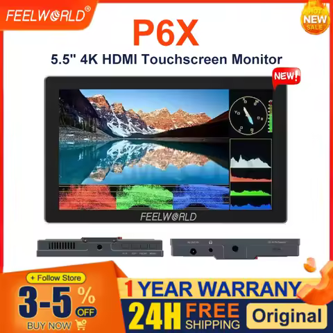 FEELWORLD P6X 5.5 Camera Monitor 1000nit 4K-HDMI DSLR Camera 3D LUT Touch Screen Field Monitor