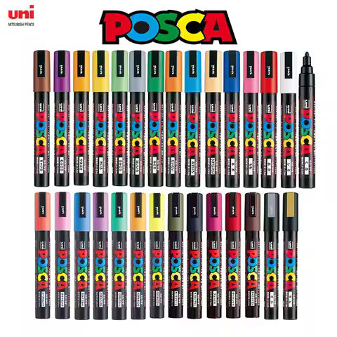 Japan Uni Posca Paint Marker Pen Set,PC-1M ,PC-3M ,PC-5M,PC-8K,PC-17K, 7 8 12 15 21 24 28 29 Colors 