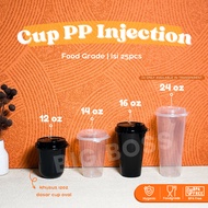 Transparent Clear Injection Plastic Cup + Lid 12oz 14oz 16oz 24oz Strawless Coffee Cup/ Printing Dri