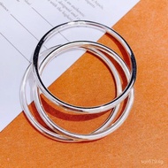 Glossy Plain Closed Silver Bracelet Fine Jewelry999.9Women's Smooth Simple Solid Bracelet Wholesale 