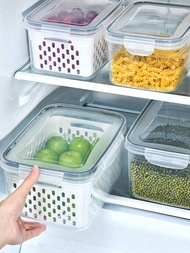 1pc/3pcs Food Storage Containers With Removable Strainer Basket, Multifunctional Plastic Refrigerato