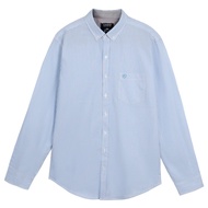 OASIS เสื้อเชิ้ตชาย แขนยาว มีกระเป๋า ลายทาง ผ้าCotton 100% รุ่น MWLB-4009P-12 สีกรมท่า เทา เขียว