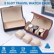 3 Slot Leather Watch Travel Case - Stylish, Durable Organizer Roll for Secure Watch Storage