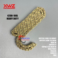 OtomartViar - Gold 428H-108L Motorcycle Wheel Chain Jupiter Z 115 Robot/Cross Jupiter Z1 Jupiter Z1 