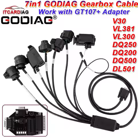 7-in-1 GODIAG Gearbox Cable DQ250/DQ200/DQ500/DL501/V30/VL381/VL300 Work with GT107+ DSG Plus Gearbo