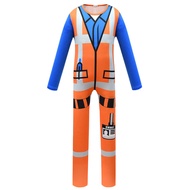 Halloween Lego Emmett Engineer Tight Jumpsuit + Mask Funny Boy Anime Clothing